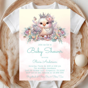 Invitation Baby shower élégant pour bébé fille poussin