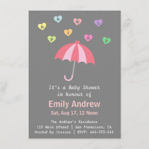 Invitation Baby shower élégant pour fille avec amour et parap