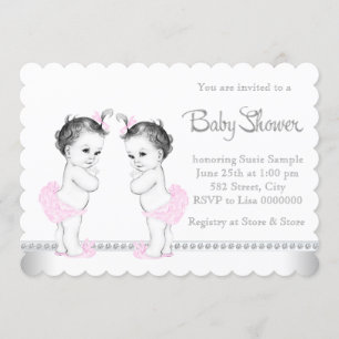 Invitation Baby Shower Élégant pour Jumelles