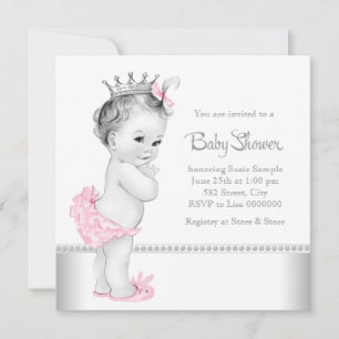 Invitation Baby Shower Élégant Rose et Argent