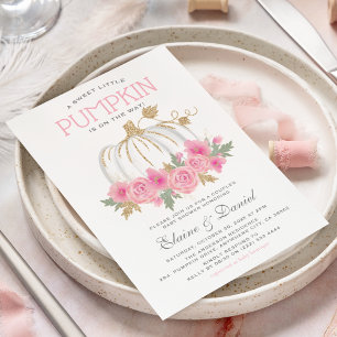 Invitation Baby Shower Élégant Rose & Or pour Couple avec Cit