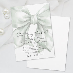 Invitation Baby Shower Élégant Ruban Vert Mariage