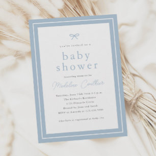 Invitation Baby Shower Élégant Simple Bleu Poussiéreux pour G