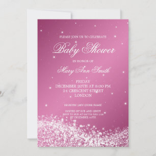 Invitation Baby Shower élégant Vague Étincelante Rose