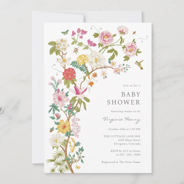 Invitation Baby Shower Élégant Vintage (Devant)