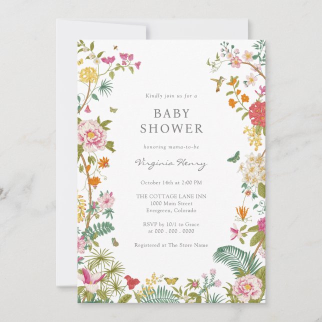 Invitation Baby shower élégant vintage (Devant)