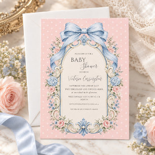 Invitation Baby Shower Élégant Vintage Fleurs Roses