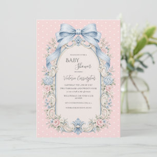 Invitation Baby Shower Élégant Vintage Fleurs Roses