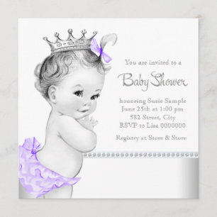 Invitation Baby Shower Élégant Violet et Argent