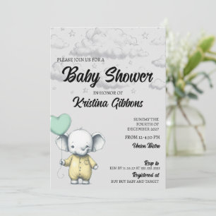 Invitation Baby shower éléphant