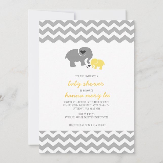 Invitation Baby shower éléphant (Devant)