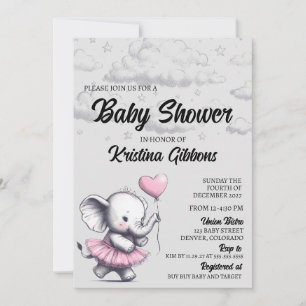 Invitation Baby shower éléphant