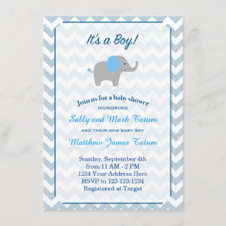 Invitation Baby shower éléphant