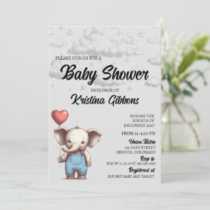 Invitation Baby shower éléphant
