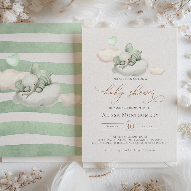 Invitation Baby shower éléphant (Créateur téléchargé)