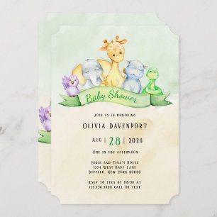 Invitation Baby shower Elephant & Amis Aquarelle