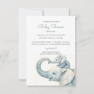 Invitation Baby shower Eléphant Aquarelle Cute