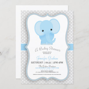 Invitation Baby shower Eléphant bébé (bleu)