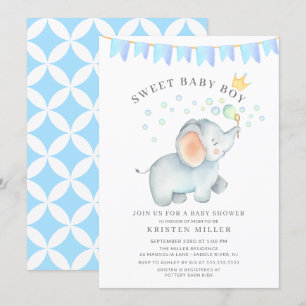 Invitation Baby shower éléphant bébé doux