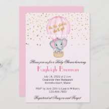 Baby shower éléphant bébé fille à ballon chaud