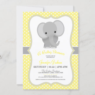 Invitation Baby shower Eléphant bébé (jaune)