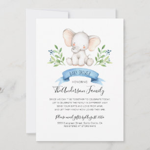 Invitation Baby Shower éléphant bébé par courrier à longue di
