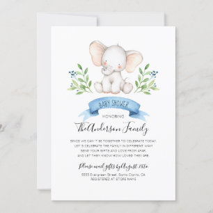 Invitation Baby shower Eléphant Bébé Par Courrier Interurbain