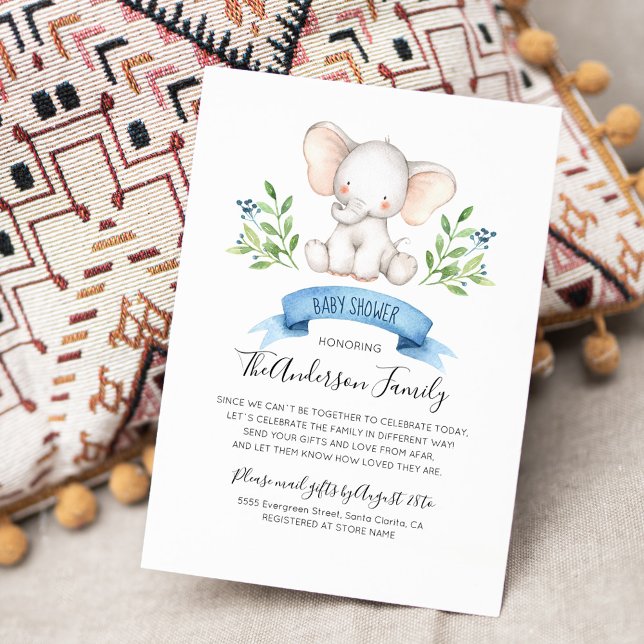 Invitation Baby shower Eléphant Bébé Par Courrier Longue Dist (Créateur téléchargé)