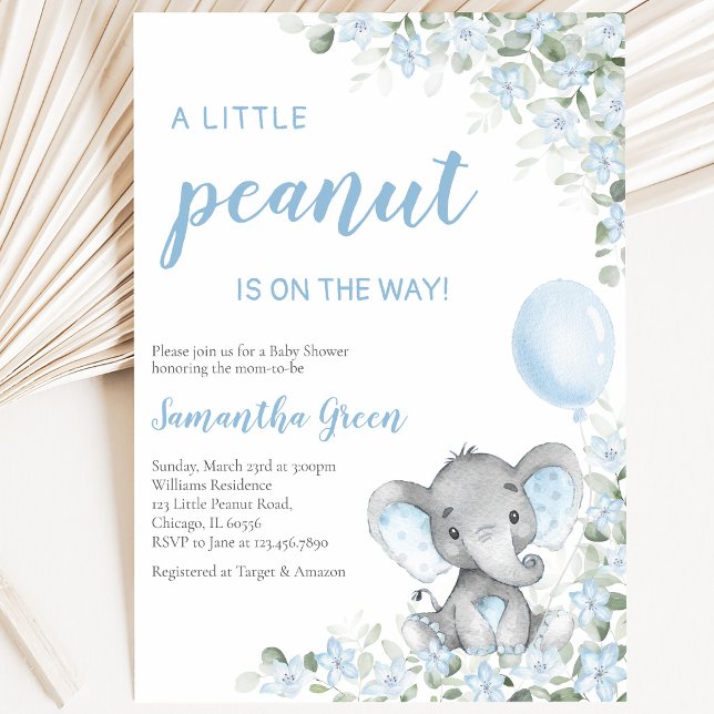 Invitation Baby Shower Eléphant Bleu (Créateur téléchargé)