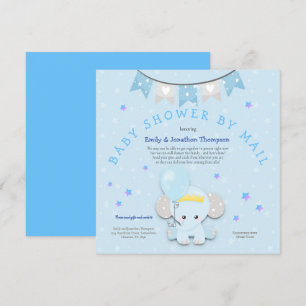 Invitation Baby shower Eléphant Bleu Cute Par Courrier