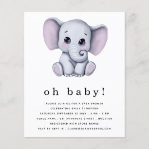 Invitation Baby Shower Éléphant Budget Genre Neutr