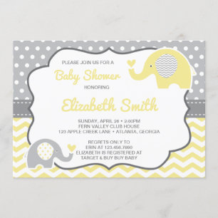 Invitation Baby shower éléphant, COULEUR ÉDITABLE