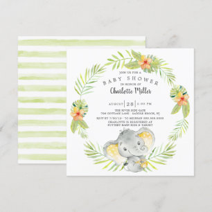 Invitation Baby shower Eléphant de la jungle neutre entre hom