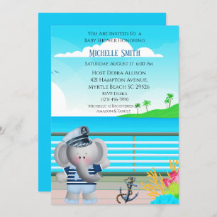 Invitation Baby shower Eléphant de mer mignonne