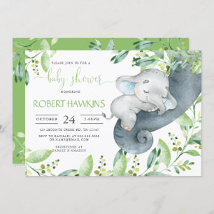Invitation Baby shower Elephant de verdure