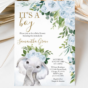 Invitation Baby Shower Éléphant Garçon