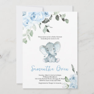 Invitation Baby shower éléphant garçon
