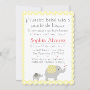 Invitation Baby shower Elephant/Invitación Elefantes