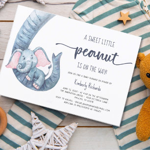Invitation Baby shower Elephant Little Peanut Boy