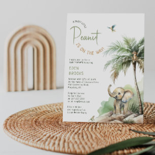 Invitation Baby shower éléphant Little Peanut Jungle Safari