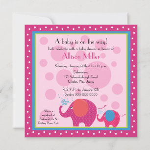 Invitation Baby shower éléphant lumineux et amusant