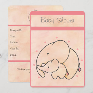 Invitation Baby shower Eléphant maman et bébé