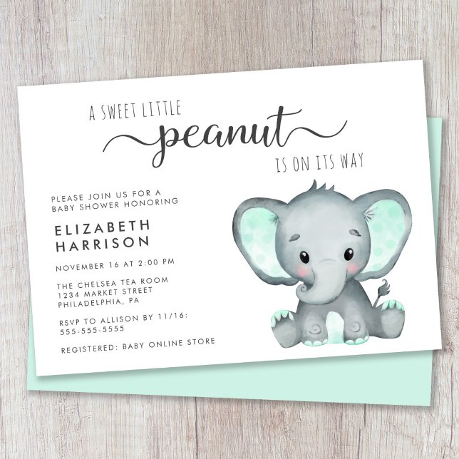 Invitation Baby shower Eléphant mignon (Créateur téléchargé)