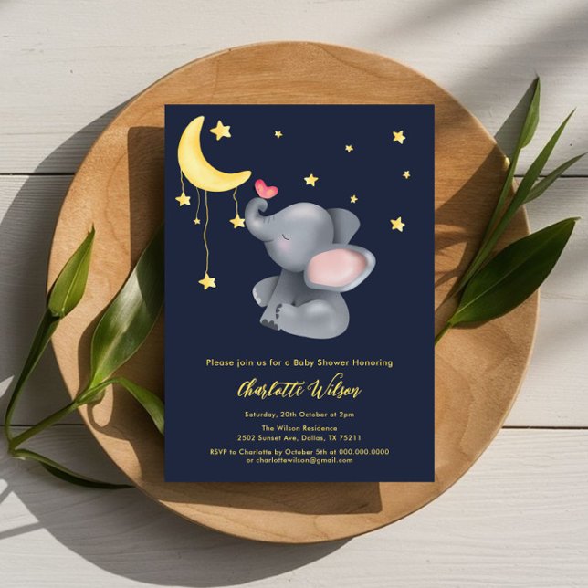 Invitation Baby Shower Éléphant Mignon Avec Petit Papillon (Créateur téléchargé)