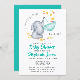 Invitation Baby shower Eléphant mignon Neutre Sexe