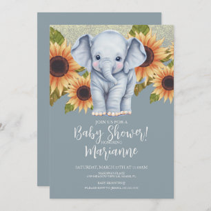 Invitation Baby shower éléphant Parties scintillant de tourne