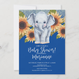Invitation Baby shower éléphant Parties scintillant tournesol