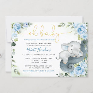 Invitation Baby shower Eléphant Petit Arachide Douce
