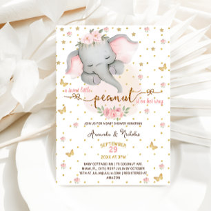 Invitation Baby Shower Éléphant Rose Fille