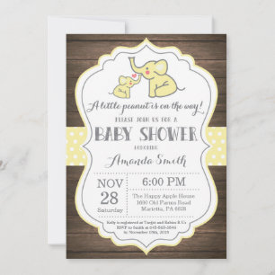 Invitation Baby shower éléphant rustique Jaune